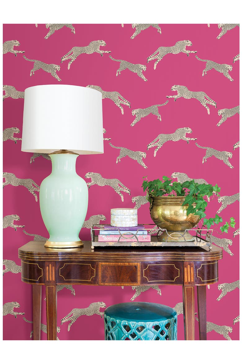 Cheetah Print Wallpaper, Alternate, color, PINK
