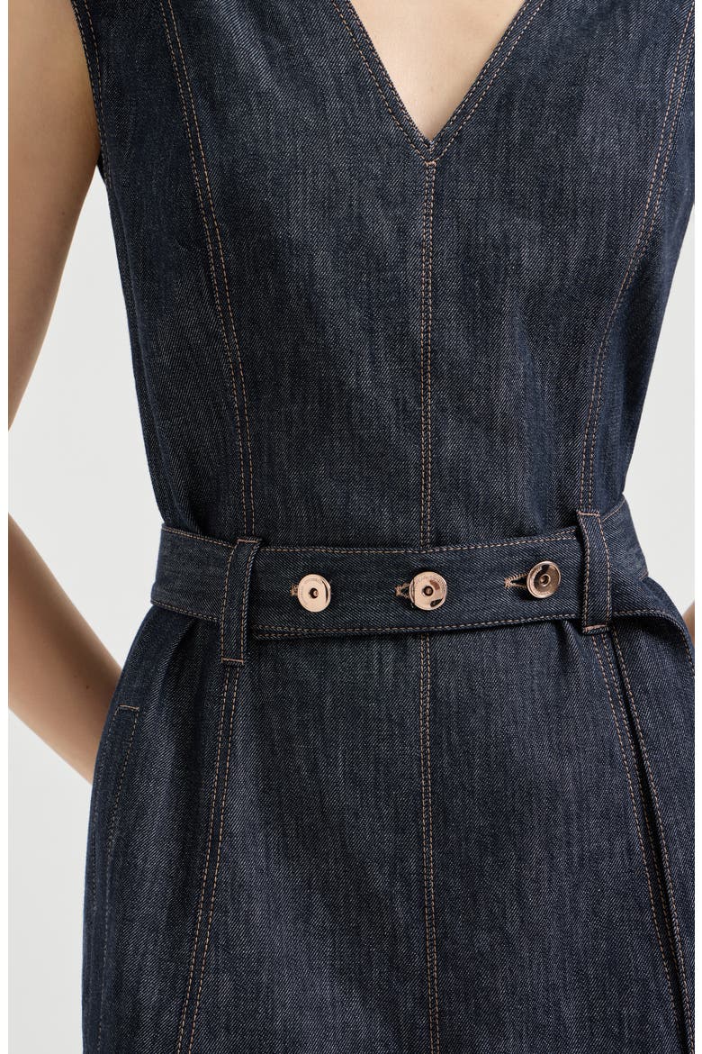 Twill flared dress, Alternate, color, Denim
