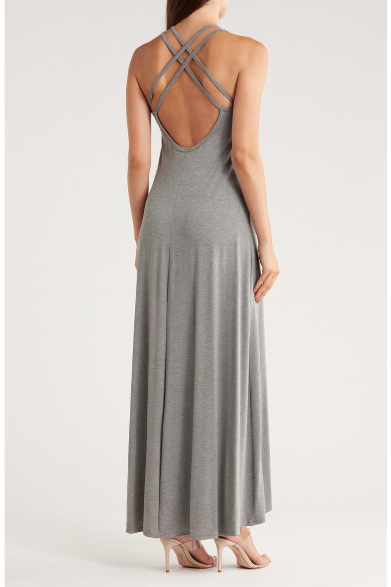Strappy Maxi Dress, Alternate, color, CHARCOAL