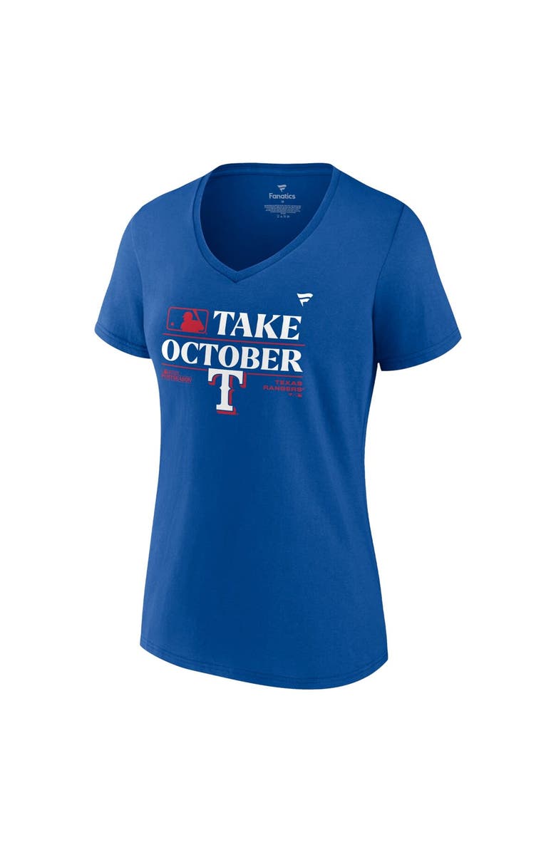 FANATICS Women's Fanatics Branded  Royal Texas Rangers 2023 Postseason Locker Room V-Neck T-Shirt, Alternate, color, 