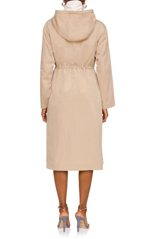 Avec Les Filles Layered Look Hooded Coat In Mushroom/ecru
