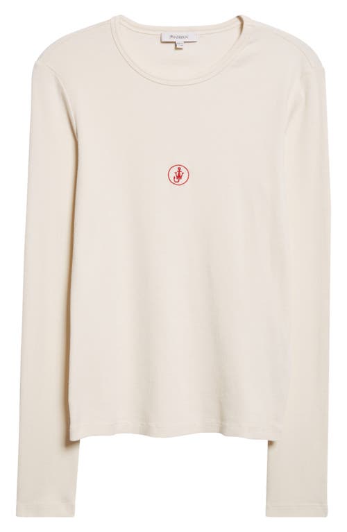 Jw Anderson Anchor Embroidery Underpinning Stretch-cotton T-shirt In Neutral