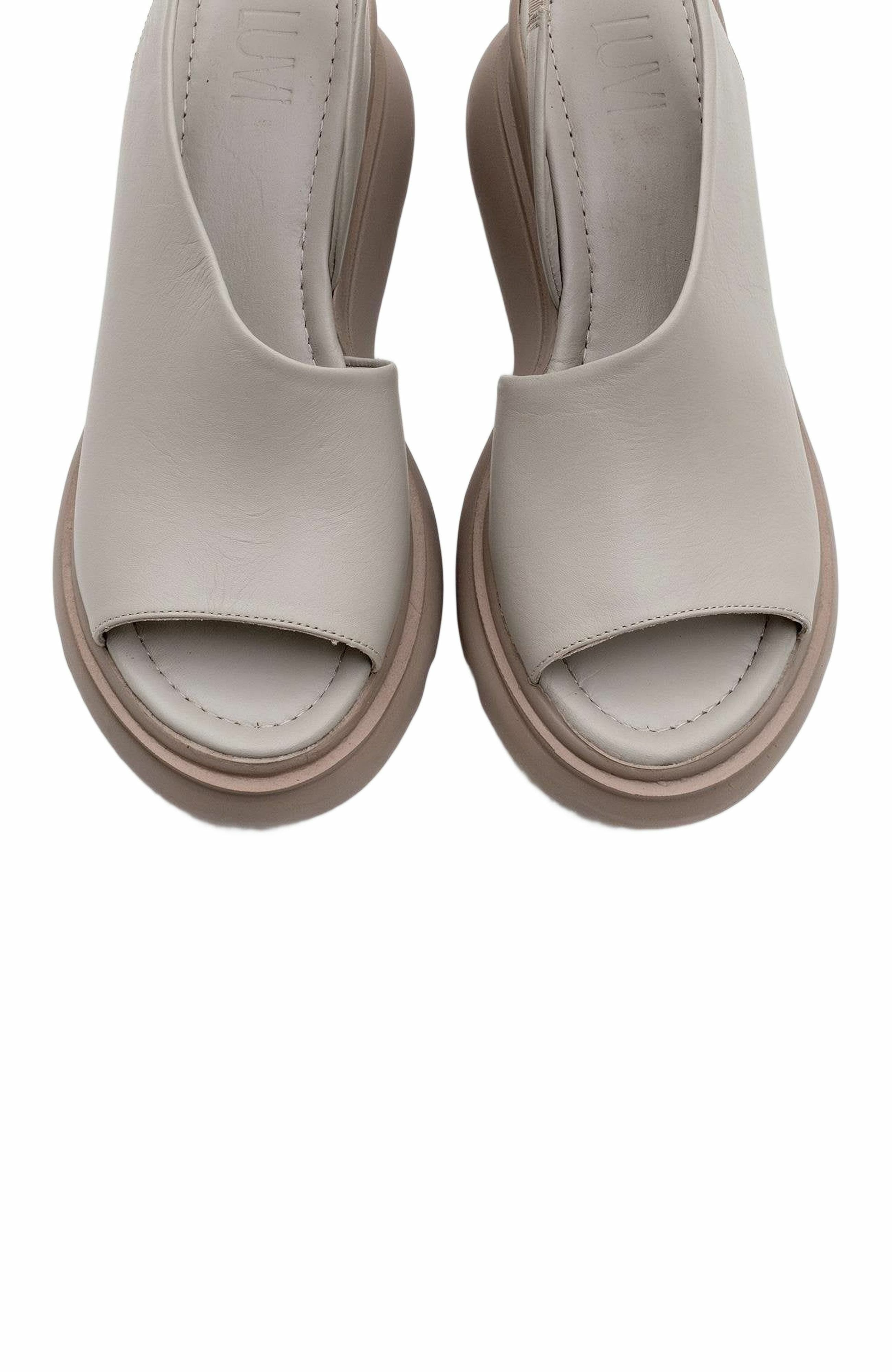 Agusto Leather Platform Sandal, Alternate, color, Beige Leather