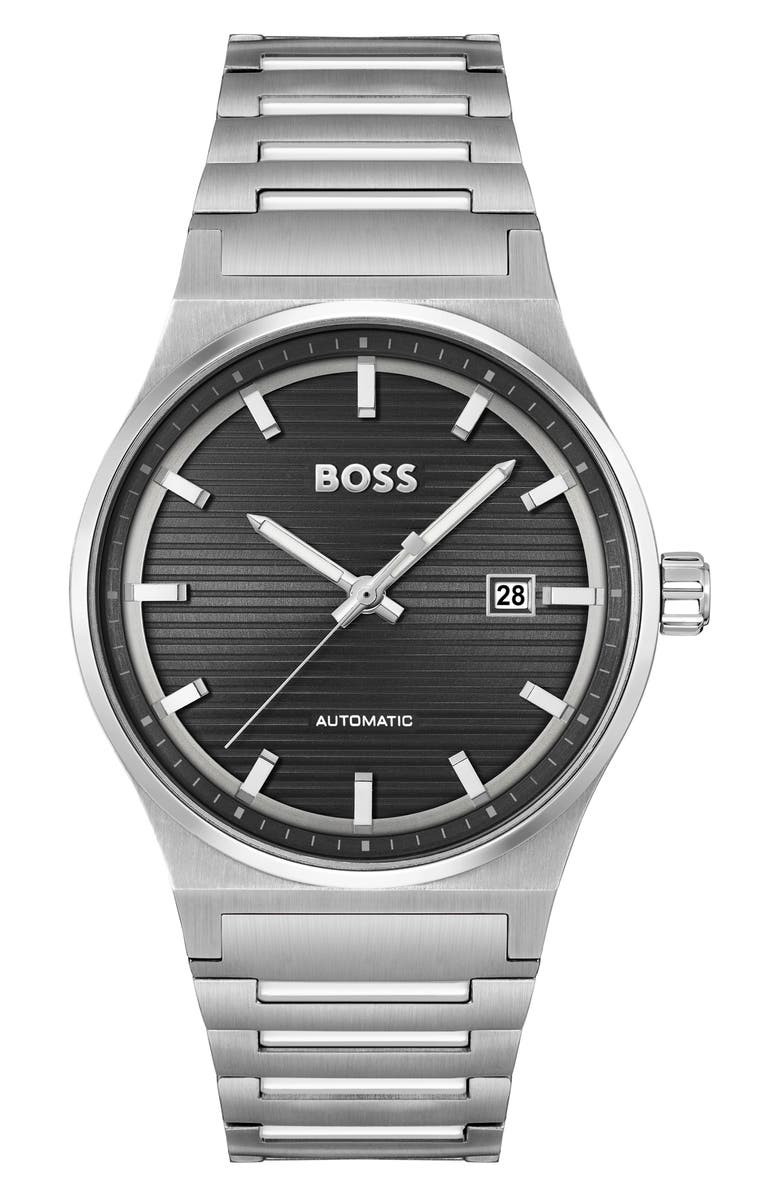 BOSS Candor Automatic Bracelet Watch, 41mm, Main, color, Black Dial
