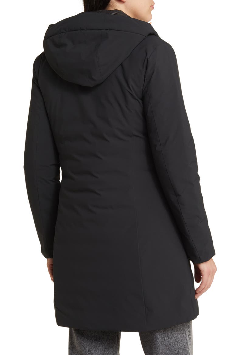 Leyla Hooded Water Repellent Insulated Recycled Polyester Coat, Alternate, color, BLACK