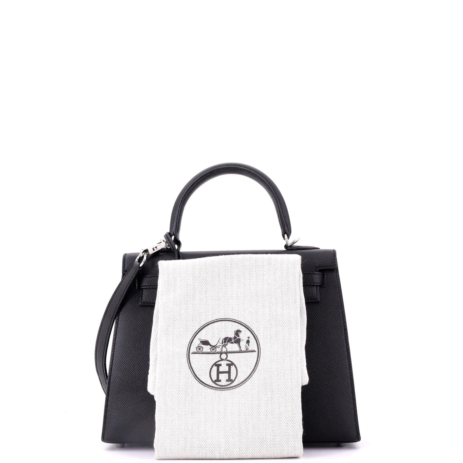 Pre-Owned Hermes Kelly Handbag Black Epsom with Palladium Hardware 25, Alternate, color, 