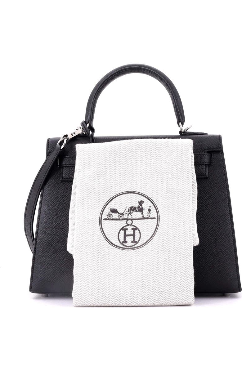 Pre-Owned Hermes Kelly Handbag Black Epsom with Palladium Hardware 25, Alternate, color, Noir