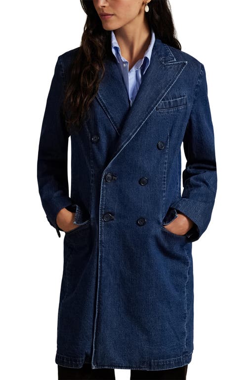 Polo Ralph Lauren Rigid Denim Double Breasted Coat In Blue