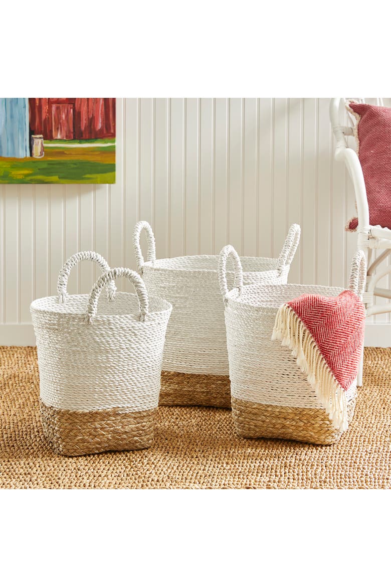 Madura Market Baskets Set of 3, Alternate, color, White
