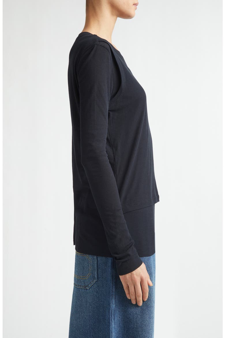 Double Layer Cotton T-Shirt, Alternate, color, BLACK