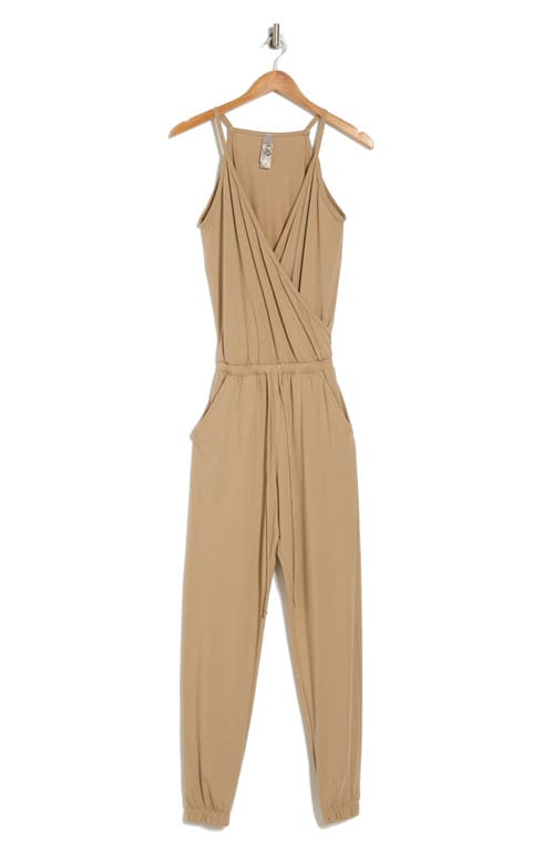Go Couture Sleeveless Drawstring Jumpsuit In Brown