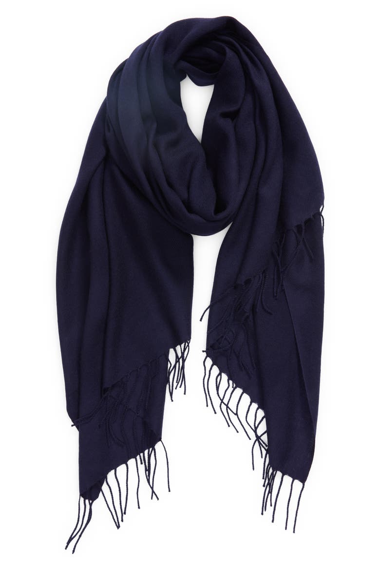 Tissue Weight Wool & Cashmere Scarf, Alternate, color, NAVY EVENING