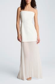 Kenneth Cole Mixed Media Pleated Maxi Dress