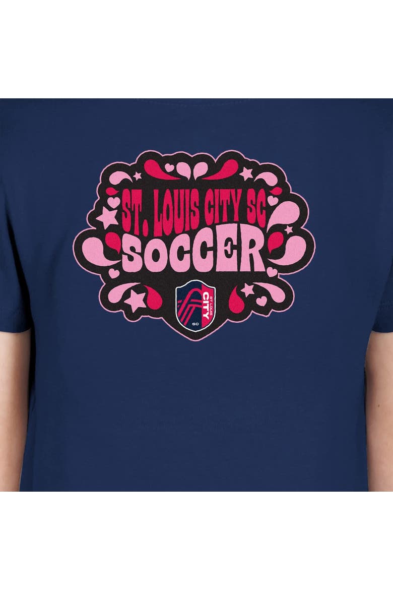 Girls Youth New Era Navy St. Louis City SC Bubble Heart T-Shirt, Alternate, color, Navy