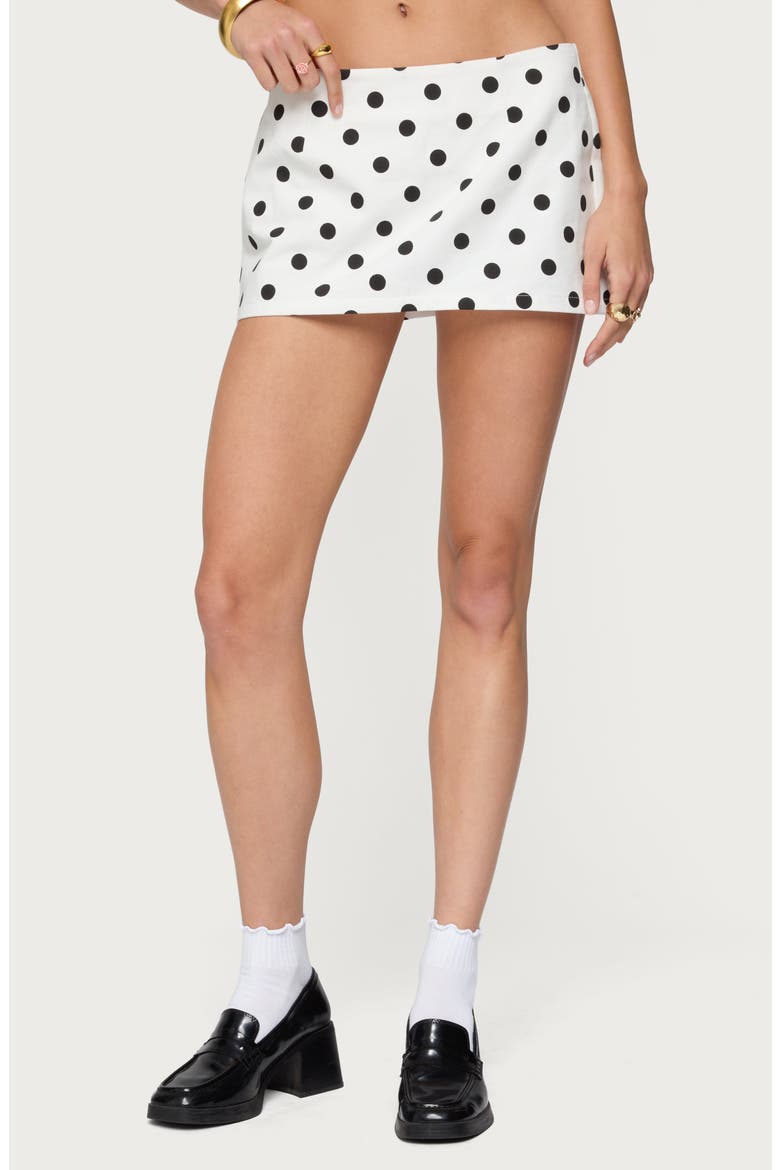 Noreen Polka Dot Low Rise Miniskort, Main, color, WHITE-AND-BLACK
