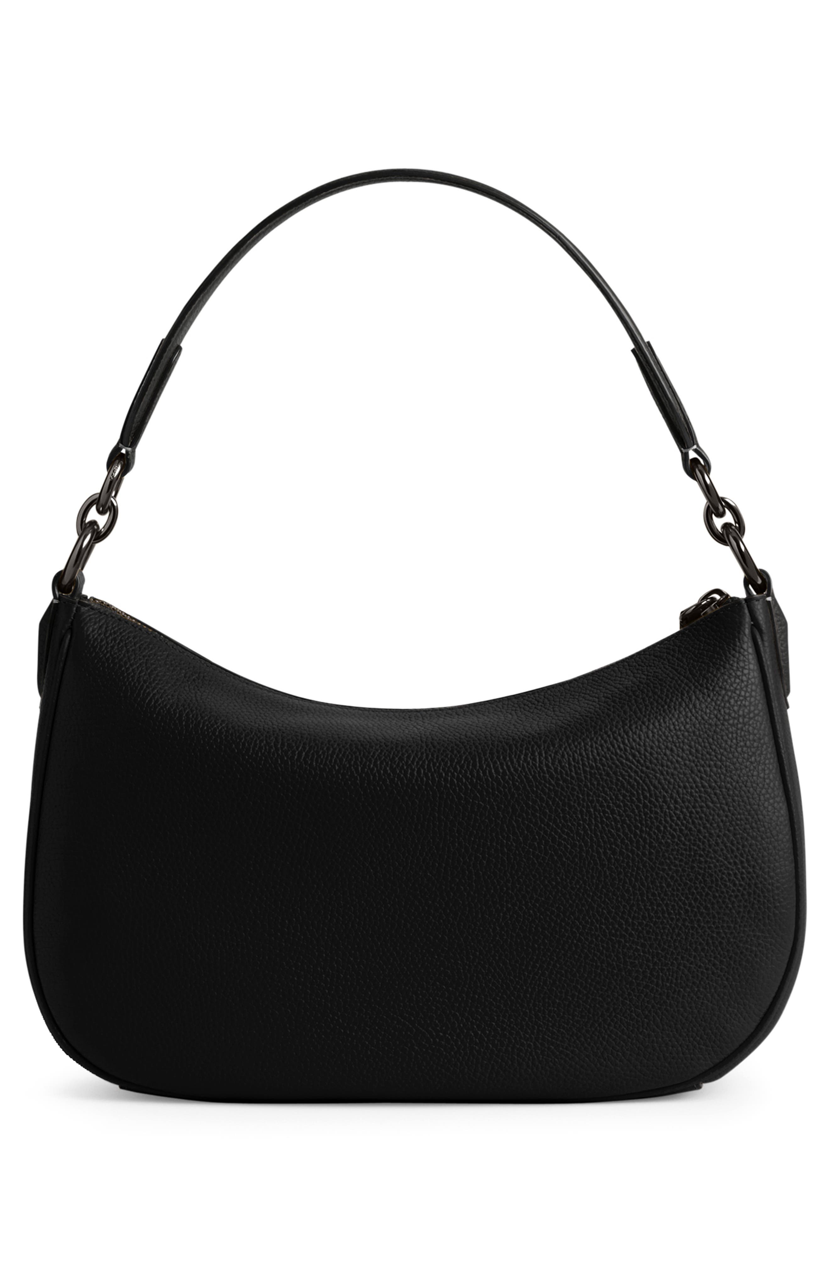 Polished Pebble Leather Crossbody Bag (Nordstrom Exclusive), Alternate, color, BLACK