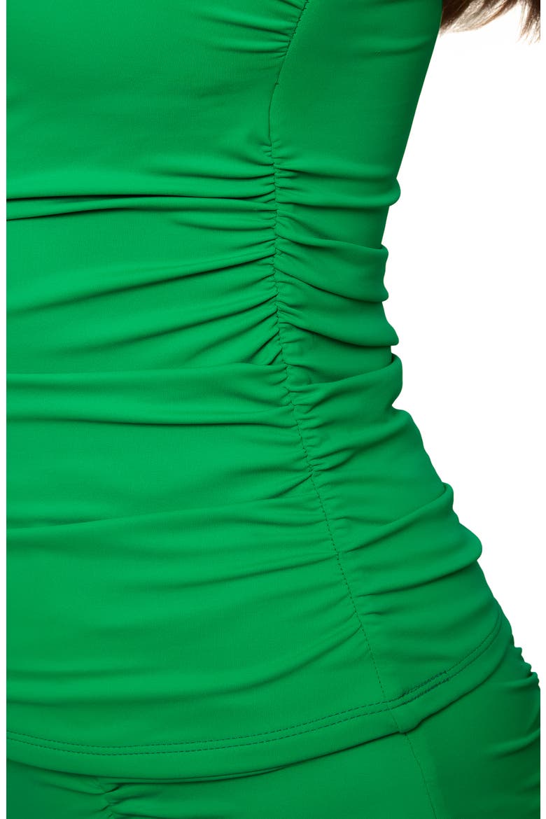 Sun Goddess One-Shoulder Cutout Tankini Top, Alternate, color, GRASS