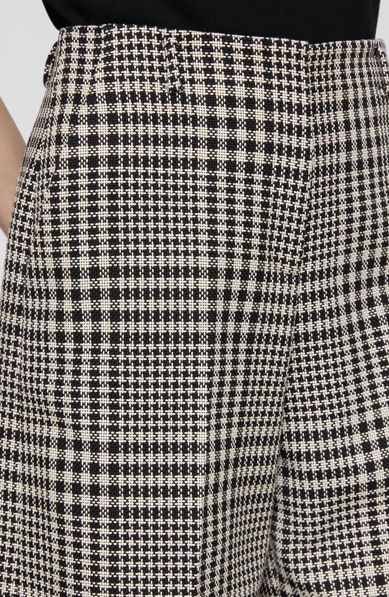 Lafayette 148 New York Clark Grid Plaid Corded Cotton Wide Leg Shorts, Alternate, color, Black Multi