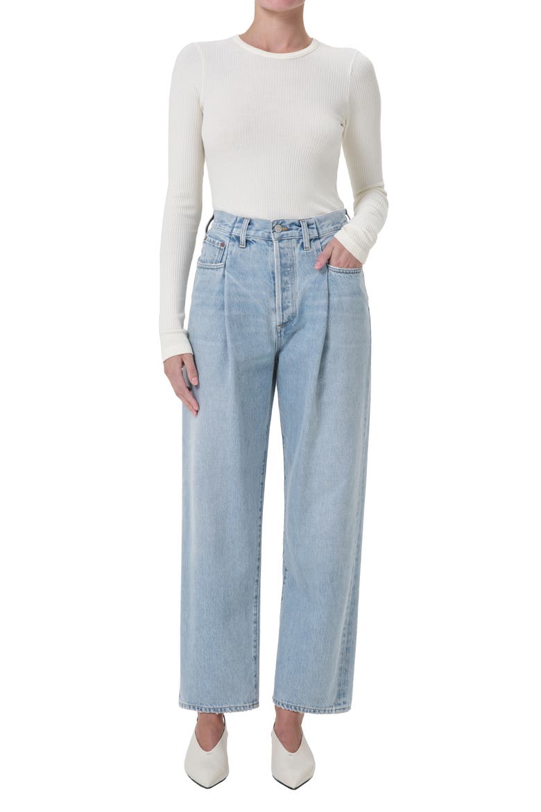 Fold Waistband Ankle Wide Leg Jeans, Alternate, color, SIDELINE