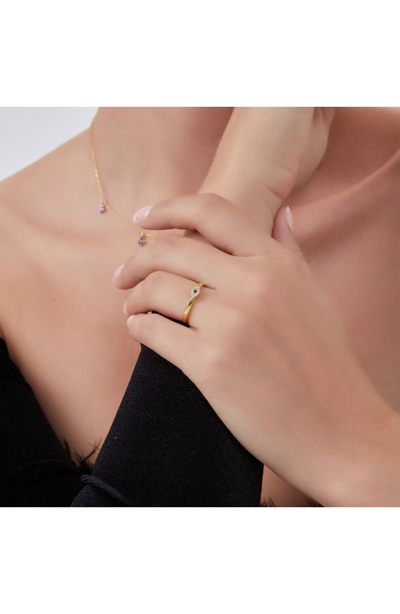 Spero London Eye Sterling Silver Adjustable Stacking Ring Evil Eye, Alternate, color, Gold