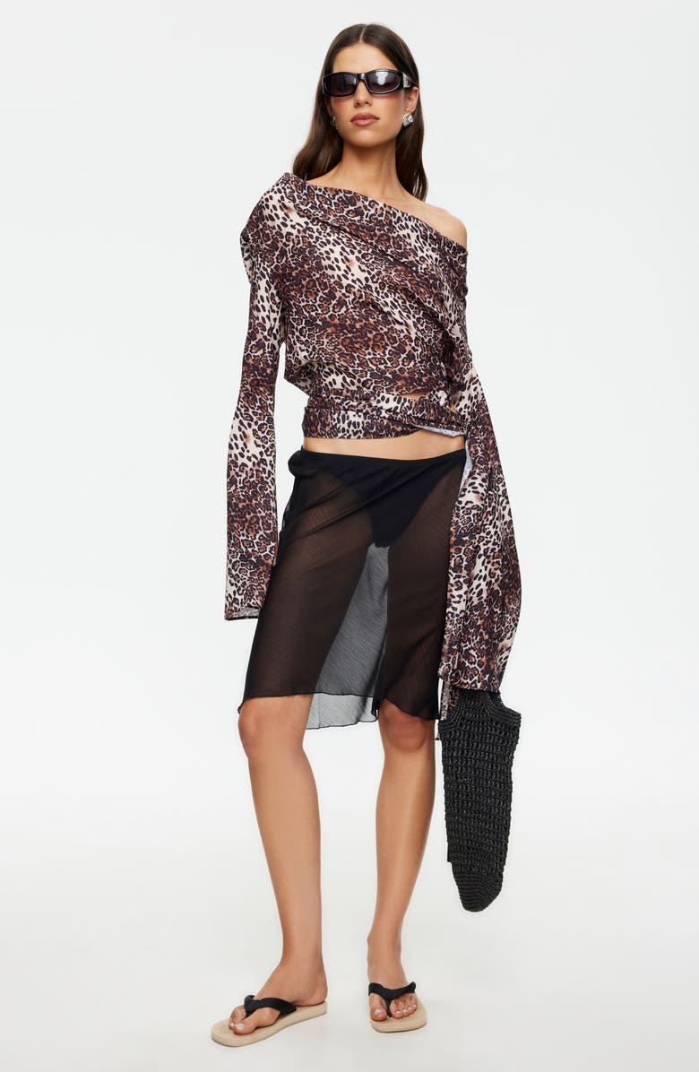 LIONESS Daze Cowl Neck Crop Top, Alternate, color, Leopard