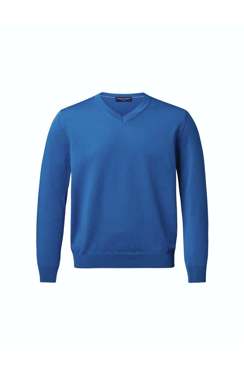 Merino V-Neck Sweater, Alternate, color, Ocean Blue