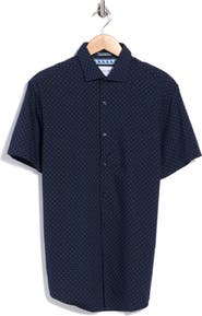 DENIM AND FLOWER Dot Short Sleeve Button-Up Shirt