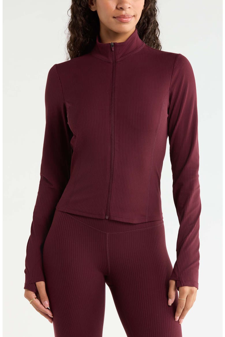 Thrive 2.0 Rib Full Zip Jacket, Alternate, color, BURGUNDY STEM
