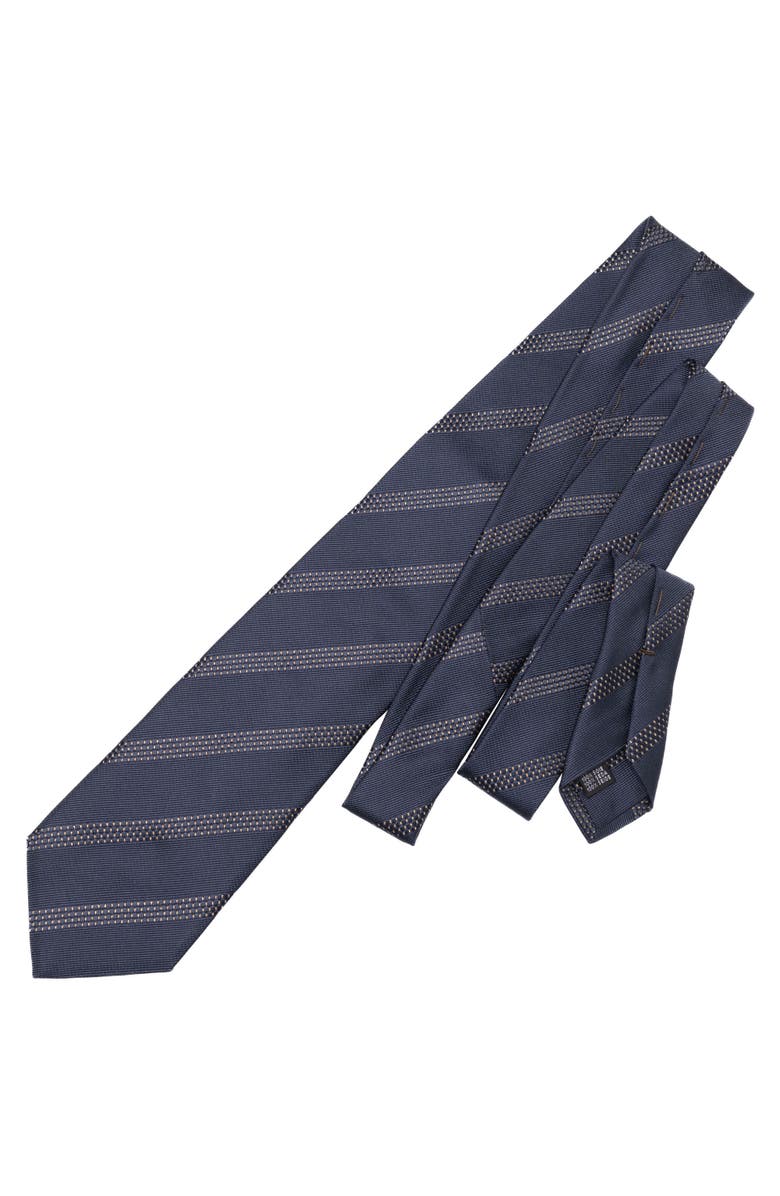 Elizabetta Milano - Silk Jacquard Tie for Men, Alternate, color, Navy And Gold