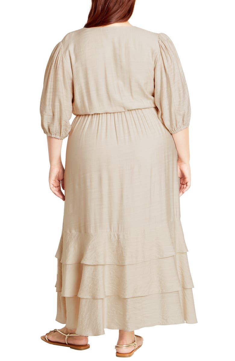 City Chic Bea Wrap Dress, Alternate, color, Oat