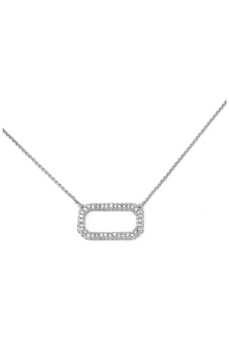 Pavé Crystal Hexagon Link Pendant Necklace, Main, color, RHODIUM