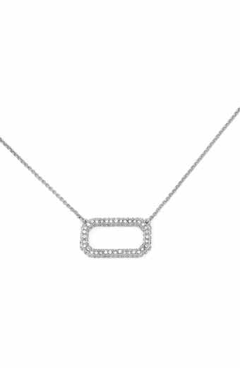 Pavé Crystal Hexagon Link Pendant Necklace