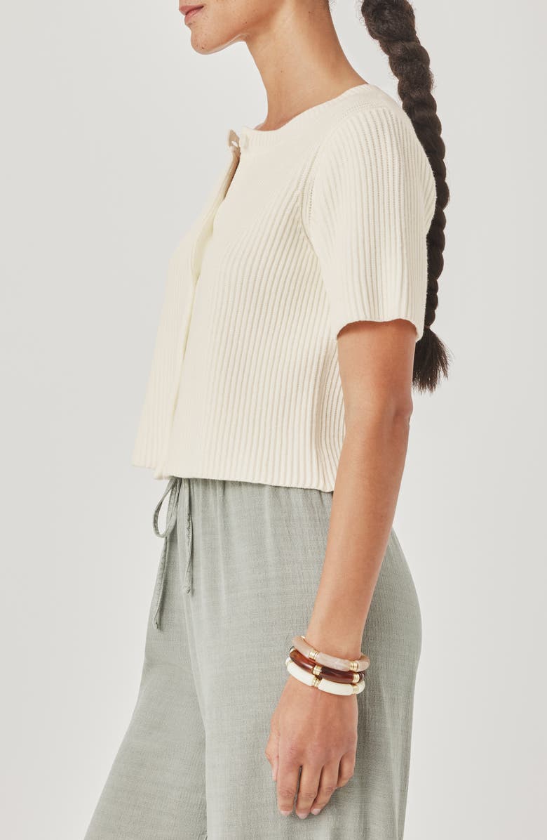 Splendid Delilah Crop Rib Cardigan, Alternate, color, Shell White