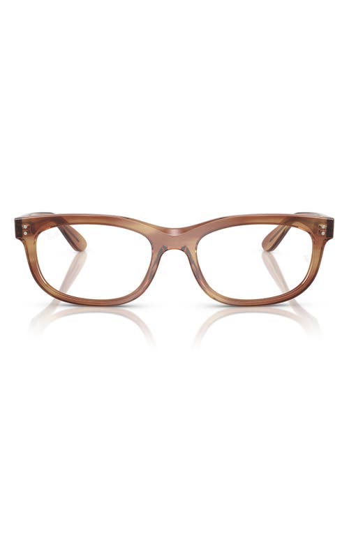 Ray Ban Ray-ban Pillow 56mm Oval Optical Glasses In Striped Brown