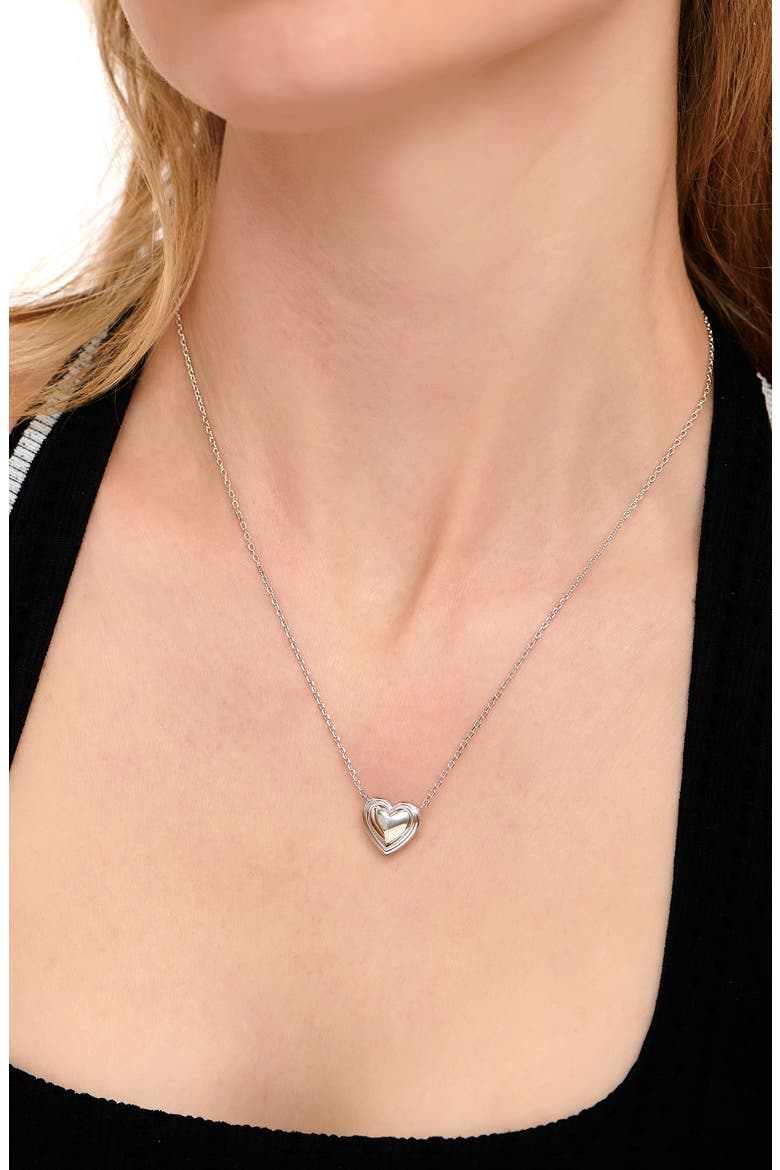 Contoured Heart Pendant Necklace, Alternate, color, SILVER