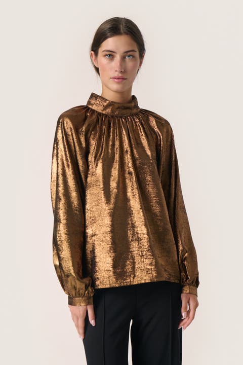 SLElvie Funnel Neck Metallic Blouse