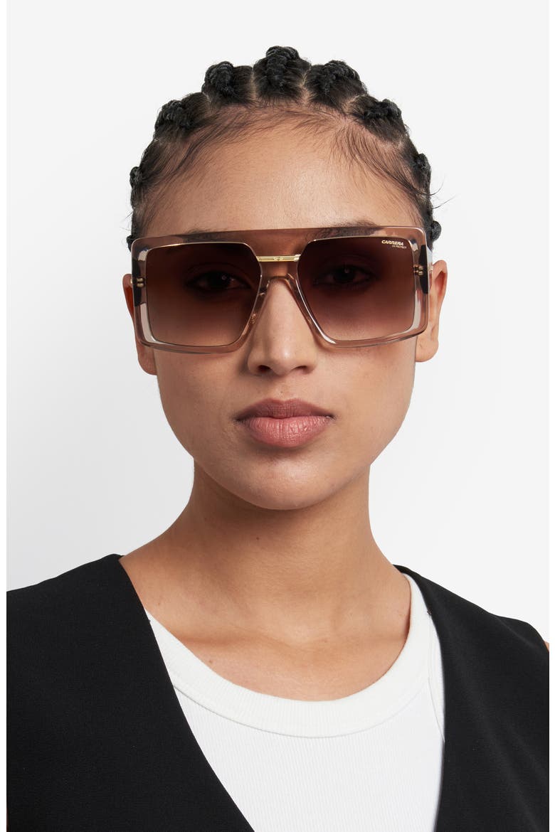 Victory 60mm Square Sunglasses, Alternate, color, NUDE GOLD/ BROWN