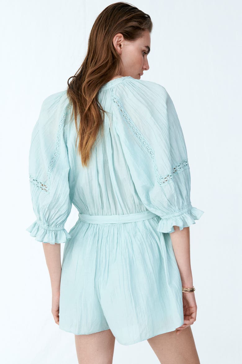 Crinkled Romper, Alternate, color, Light turquoise