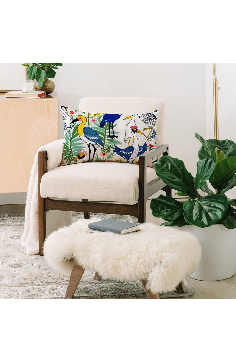 Deny Designs Aviary Almanac Oblong Throw Pillow, Alternate, color, White