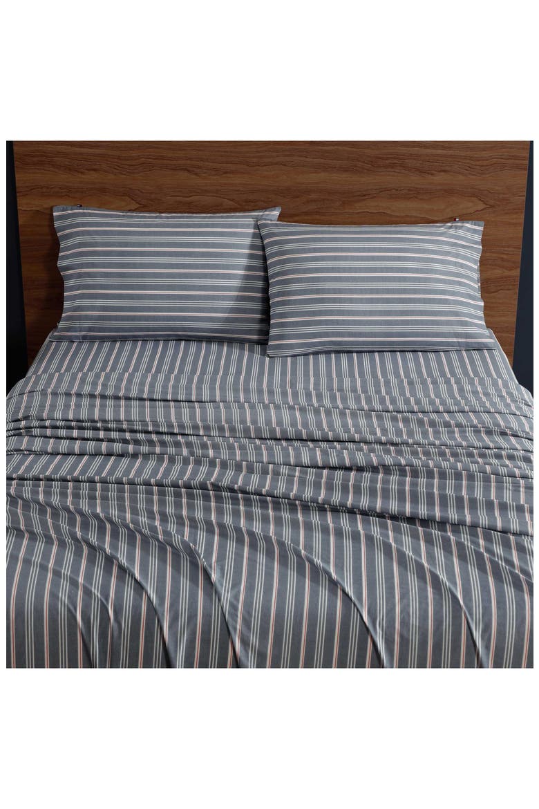 Sullivan Stripe 200 Thread Count Cotton Sheet Set, Alternate, color, DEEP BLUE/ CLASSIC RED