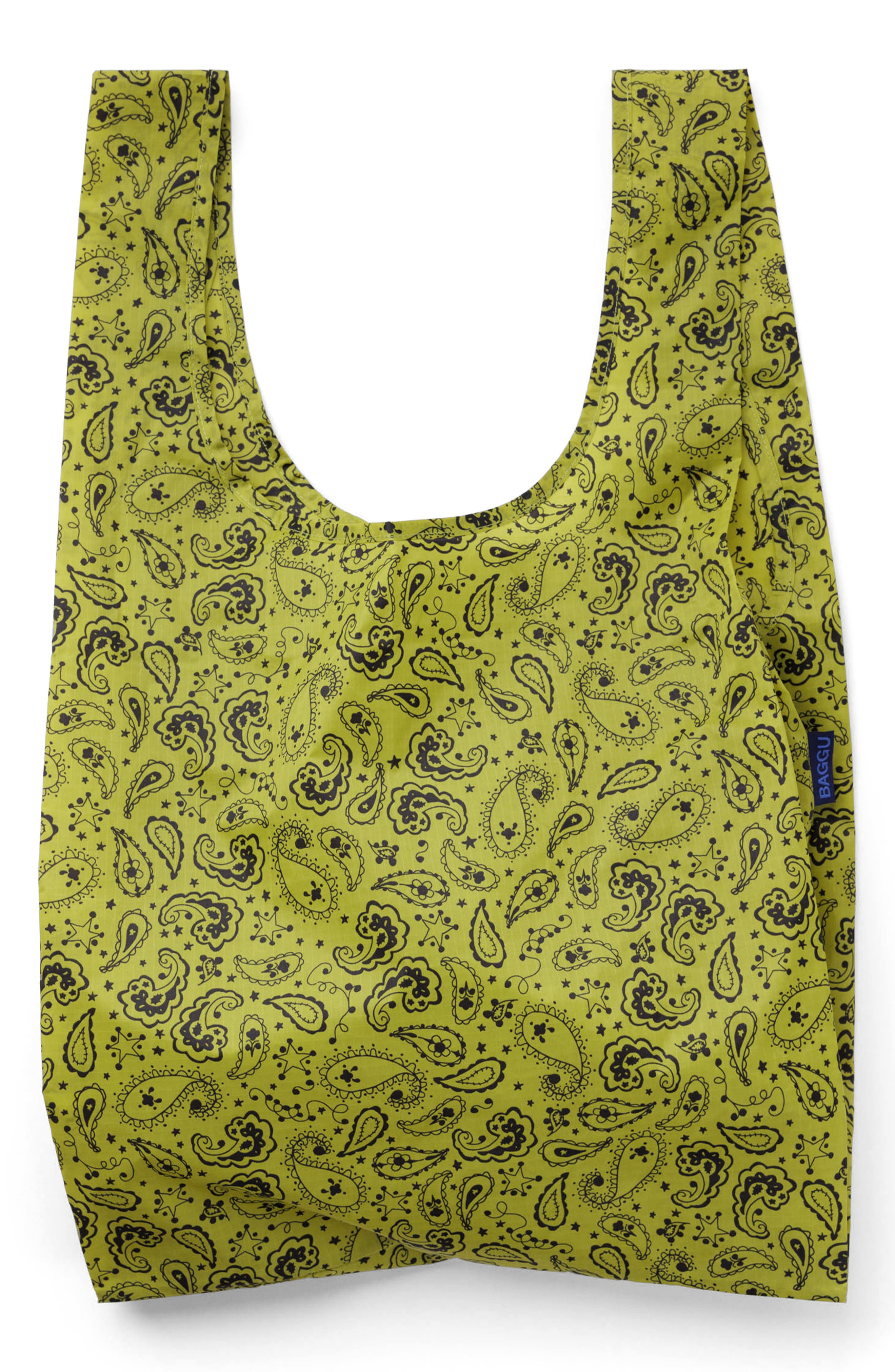 Standard Baggu Reusable Bag, Main, color, CHARTREUSE PAISLEY