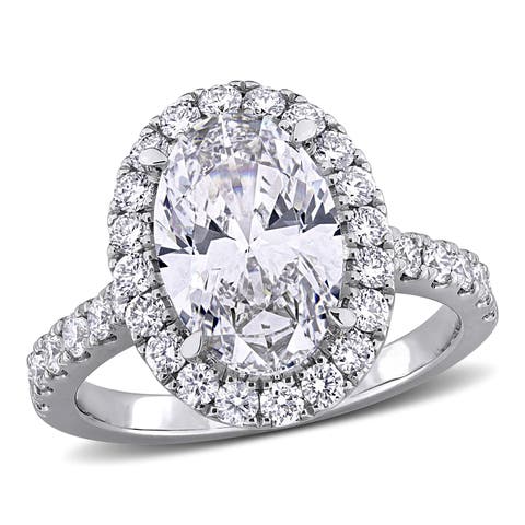 3-7/8 CTW Lab-Grown Diamond Oval Halo Ring 14k