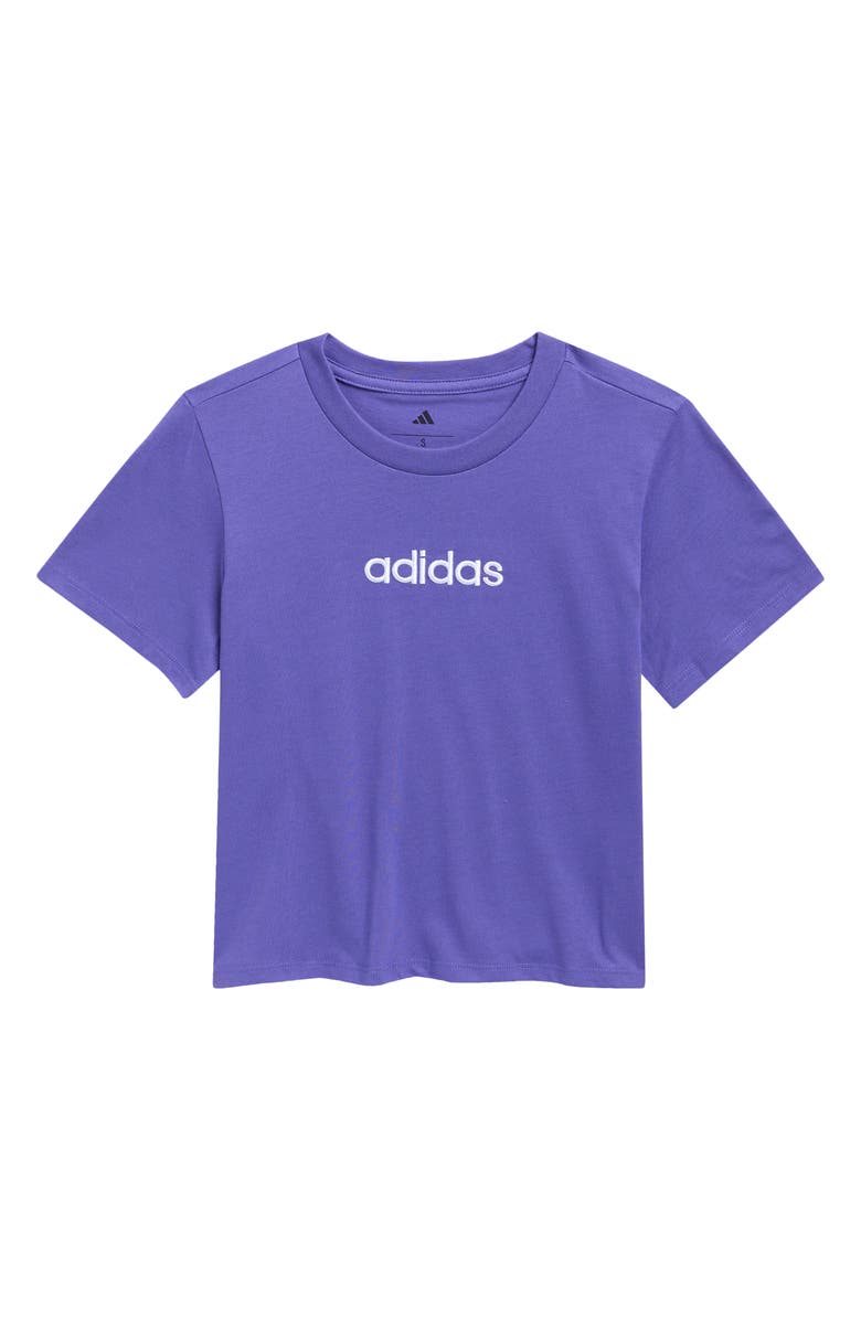 adidas Kids' Logo Embroidered T-Shirt, Main, color, Solar Purple