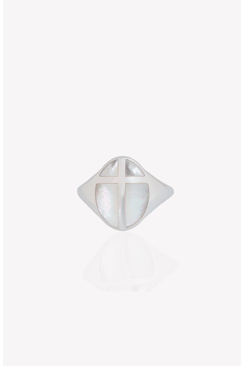 Mother Of Pearl Cross Ring, Main, color, Sterling silver