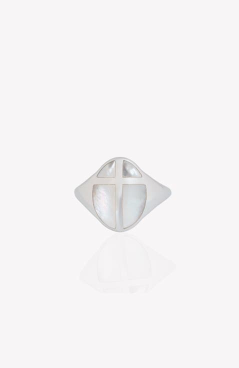 Mother Of Pearl Cross Ring