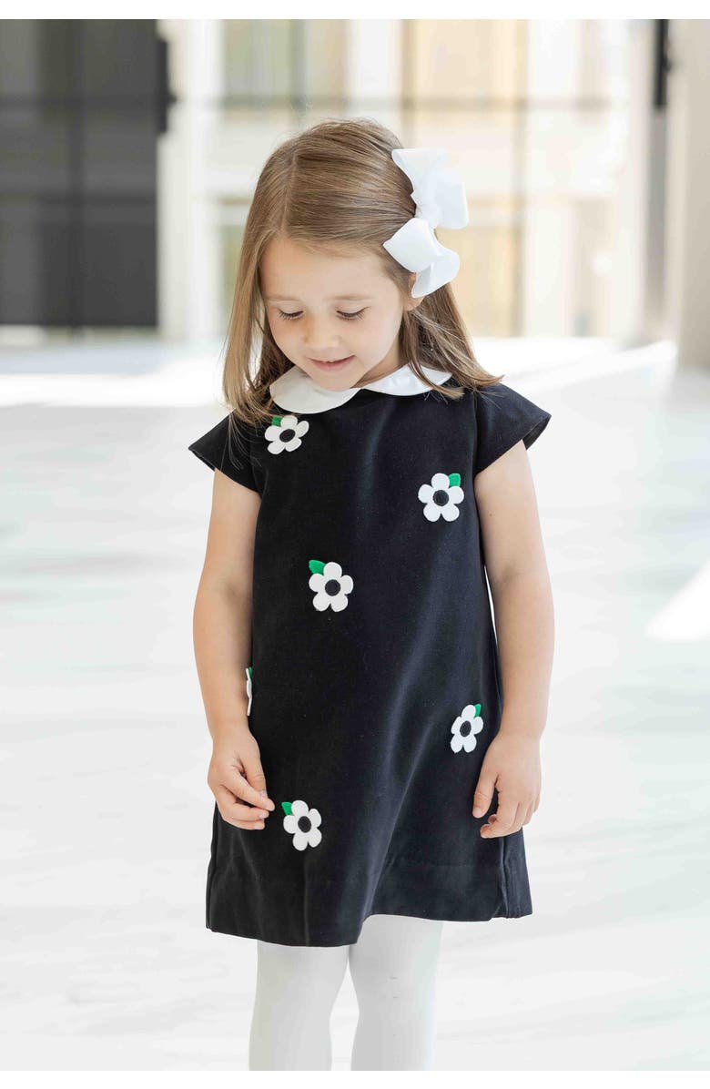 Florence Eiseman Velvet Dress With Flowers, Alternate, color, Black