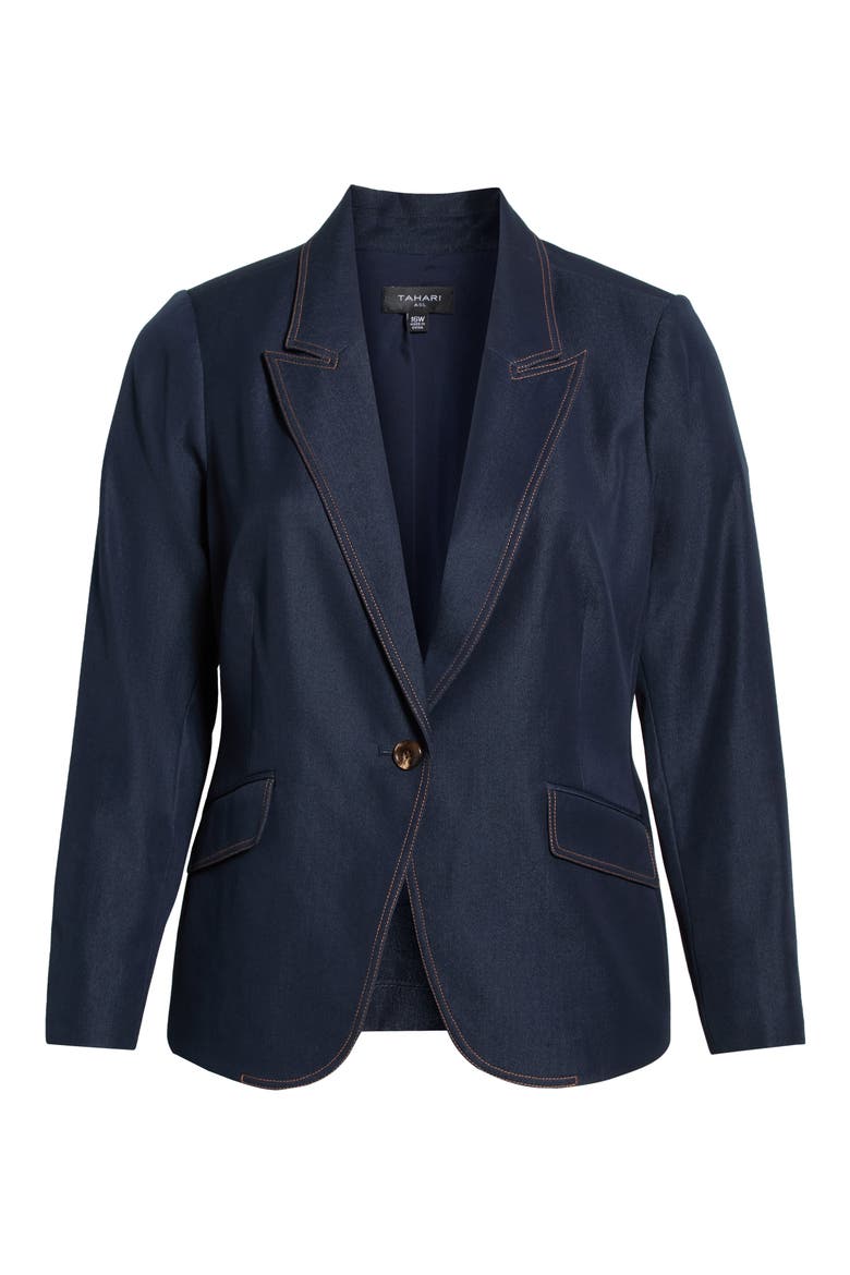 Denim Blazer, Alternate, color, DARK DENIM