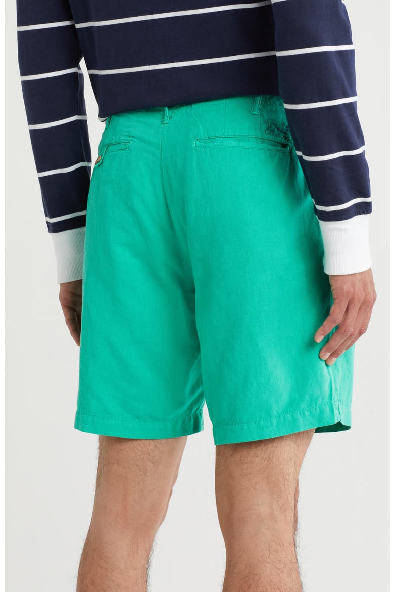 Classic Fit Maritime Linen & Cotton Shorts, Alternate, color, CABO GREEN