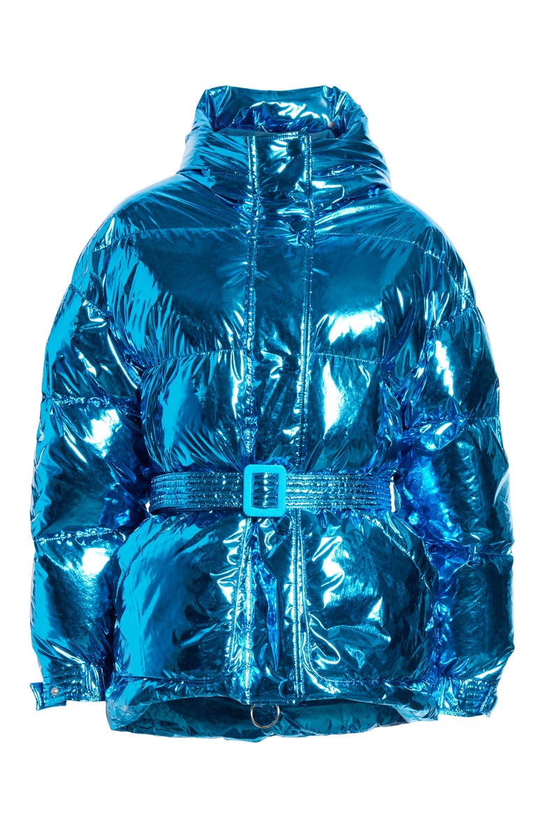 Michelin Hooded Down Puffer Coat, Alternate, color, BLUE FOIL