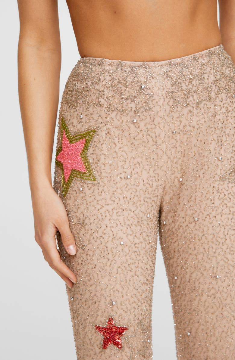 NASTY GAL Star Bead Embellished Flare Pants, Alternate, color, 